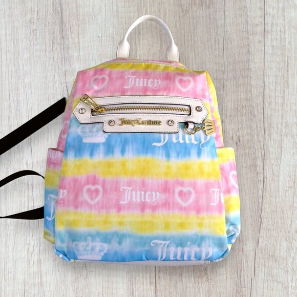 Juicy Couture Y2K Rainbow Tie Dye Mini Backpack Pastel Crown Hearts Coquette Bag main image 12